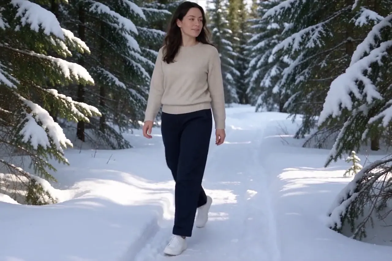 Aisma result: the same walk along a snowy forest path