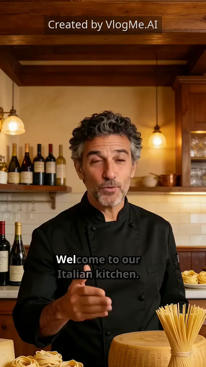 Multi-scene restaurant promo made in Director: a chef presents seafood pasta and plated dishes